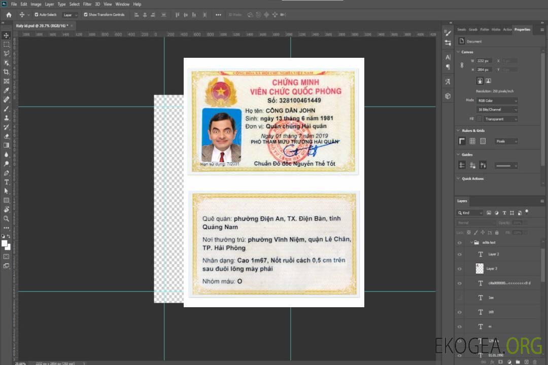 Modèle PSD de carte d'identité du VIETNAM, version 3 (1) template